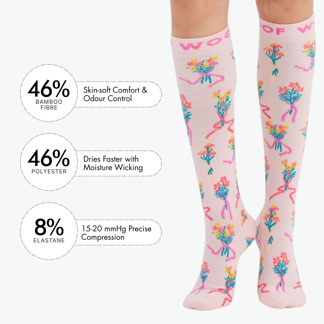 1 in 7: Breast Cancer Awareness Bamboo Compression Socks