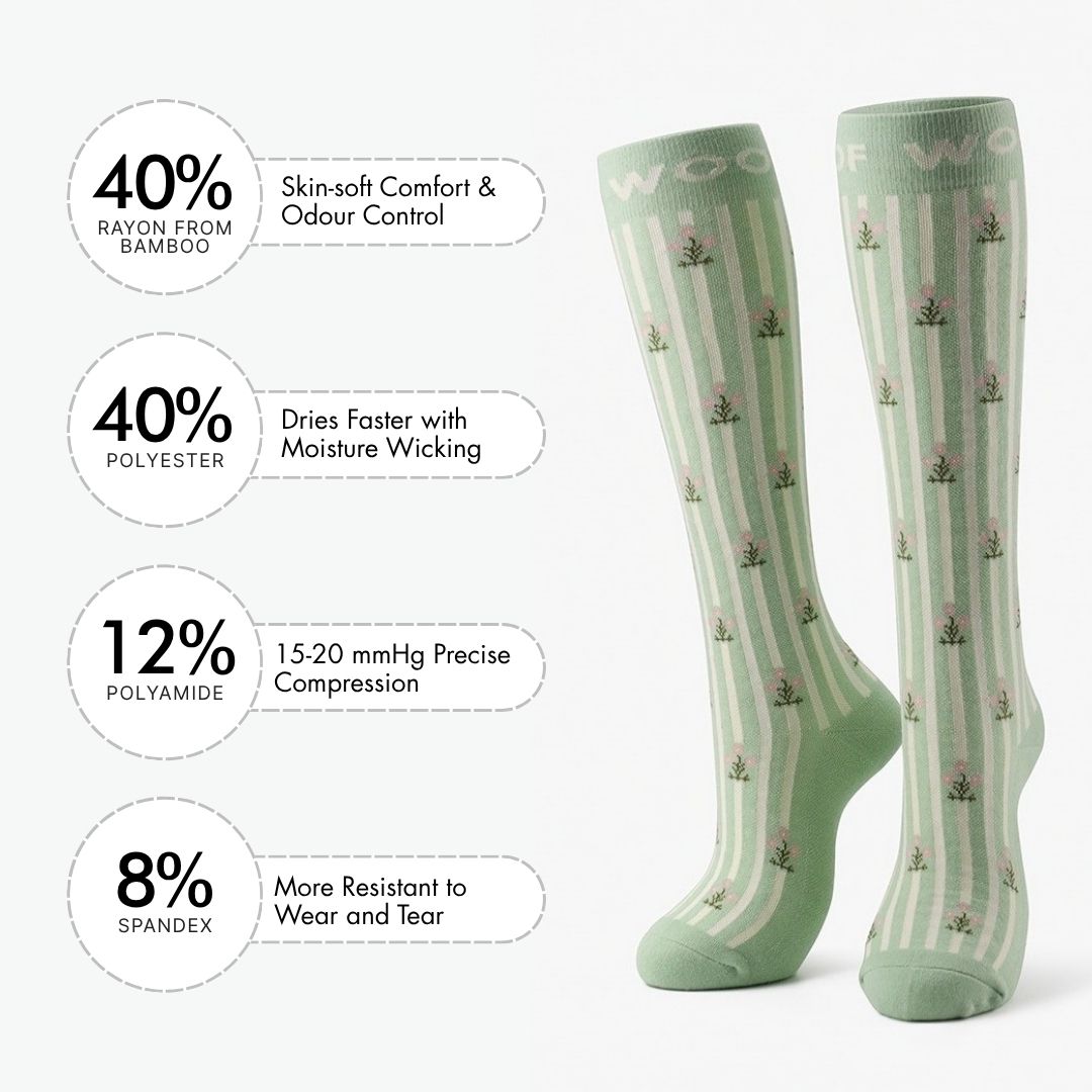 Backyard Blooms Bamboo Compression Socks