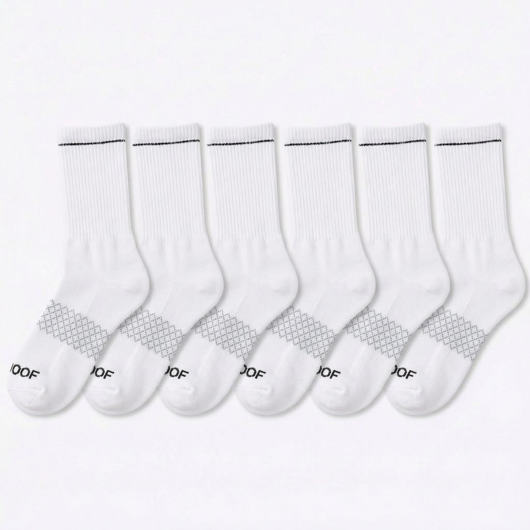 White Bamboo Crew Compression Socks 6 Pack