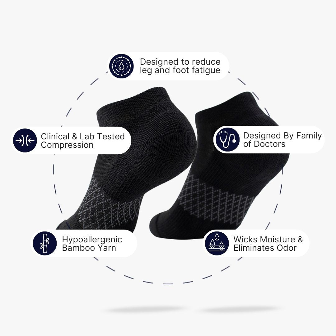 Black Bamboo Ankle Compression  Socks